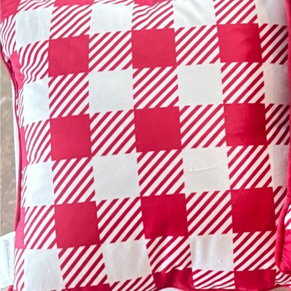 The Mountain Home Collection Decorative Plaid 18 in. x 18 in. Square Red Pillow - Picture 3 of 5
